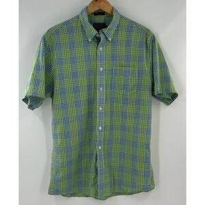 Pendleton Fremont Mens Large Green Blue Plaid Short Sleeve Button Down Shirt L